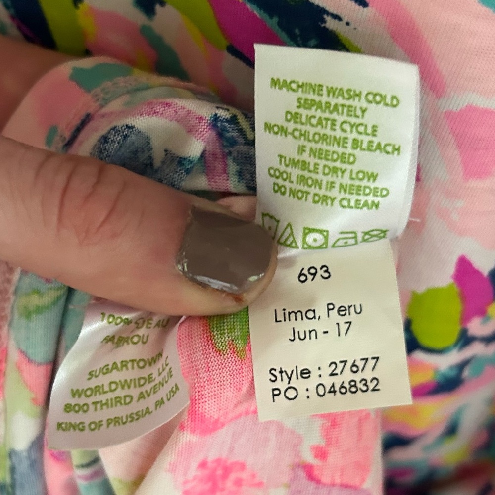 LILLY PULITZER Beacon Shift Dress Resort Beach Pima Cotton Pina Colada Club M - Picture 10 of 10
